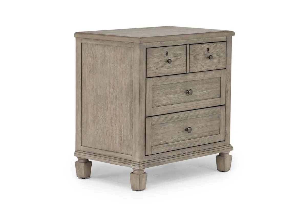 Country Side Canopy Bed, Dresser, Mirror & 2 Drawer Nightstand In Brown, Queen