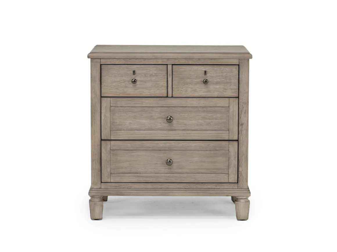 Country Side Canopy Bed, Dresser, Mirror & 2 Drawer Nightstand In Brown, Queen
