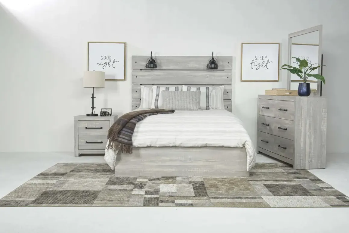 Dallas Panel Bed W/ Lights In White Wash, Twin
