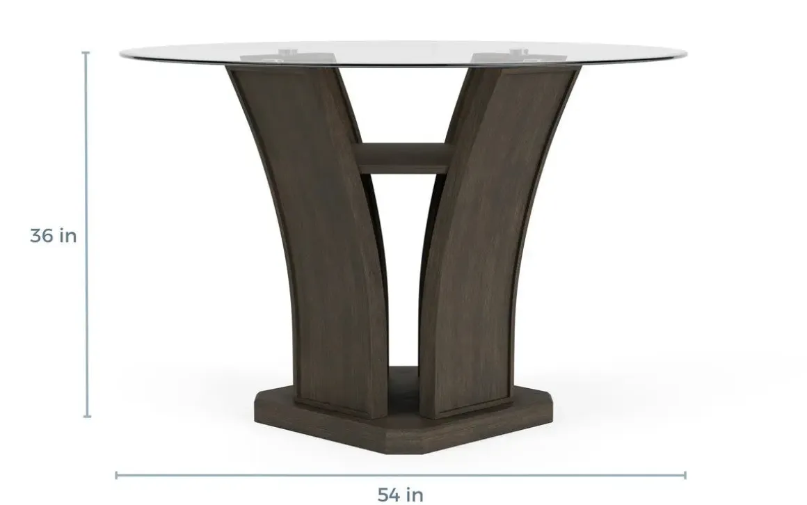 Dapper Round Counter Height Dining Table & 4 Stools In Gray