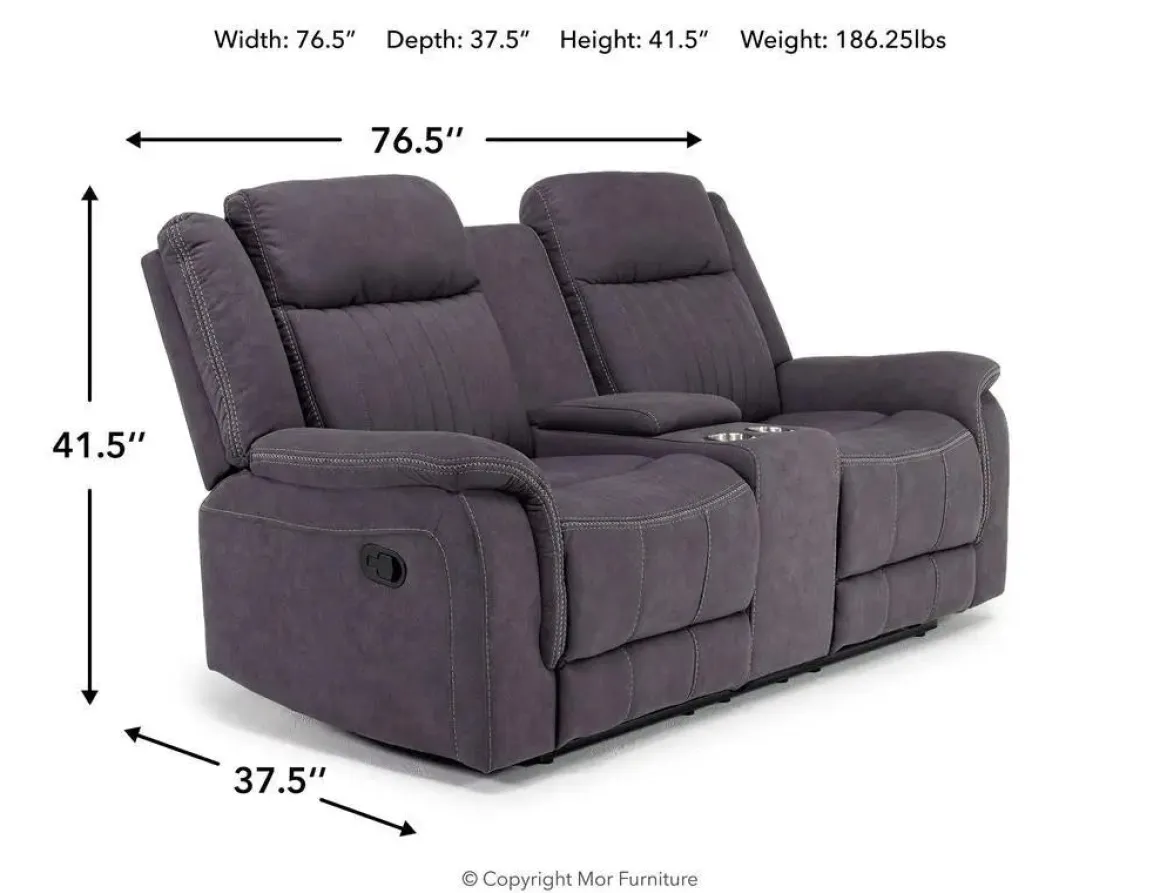 Diamond Reclining Console Loveseat In Gray