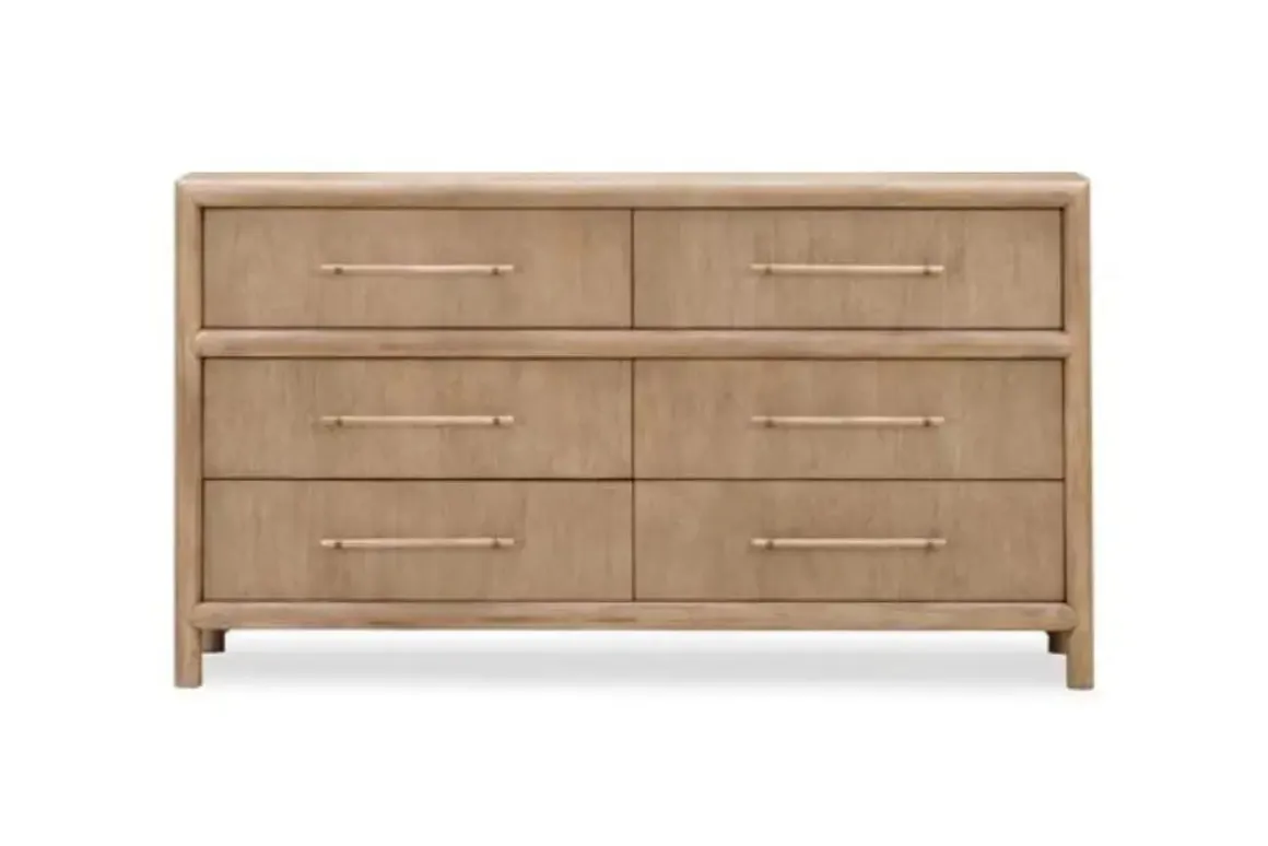 Dorsey Panel Bed, Dresser, Mirror & 2 Drawer Nightstand In Granola, Queen