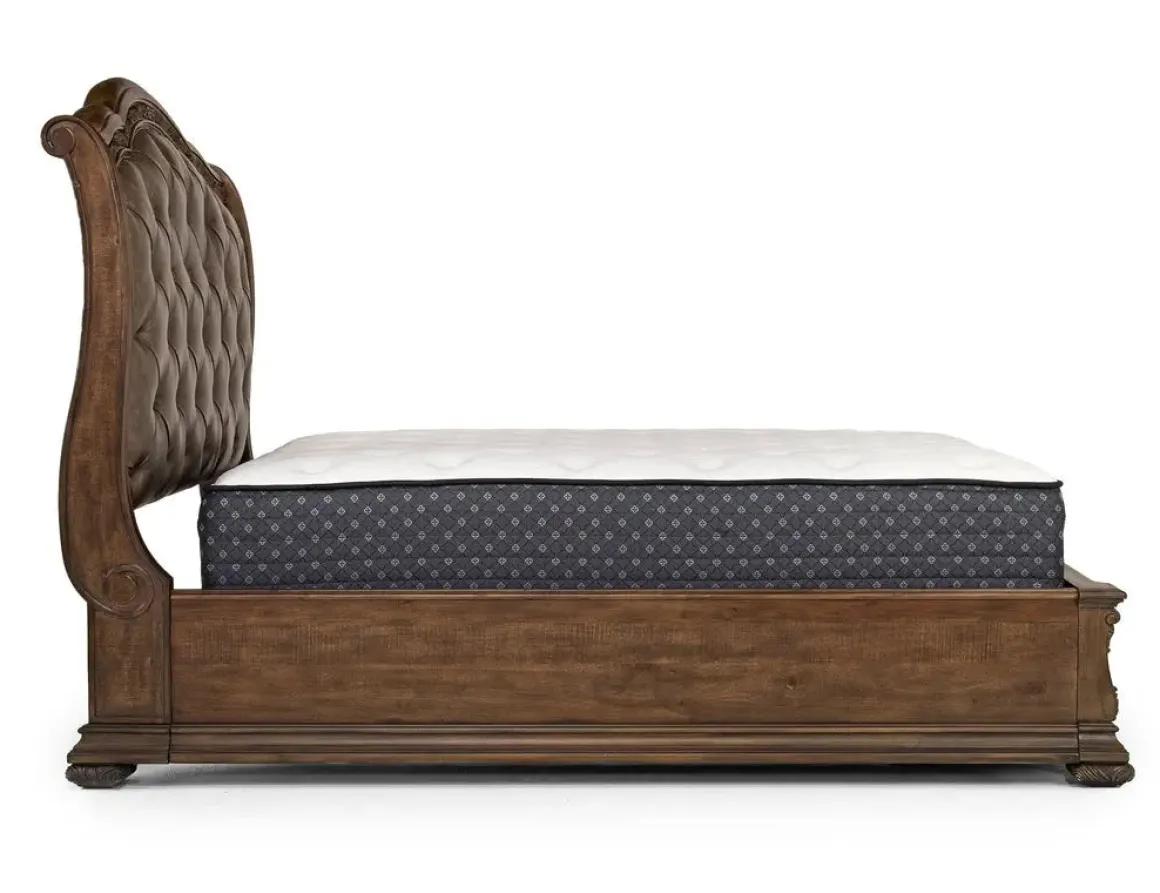 Durango Upholstered Sleigh Bed W/ Storage In Fawn, Queen