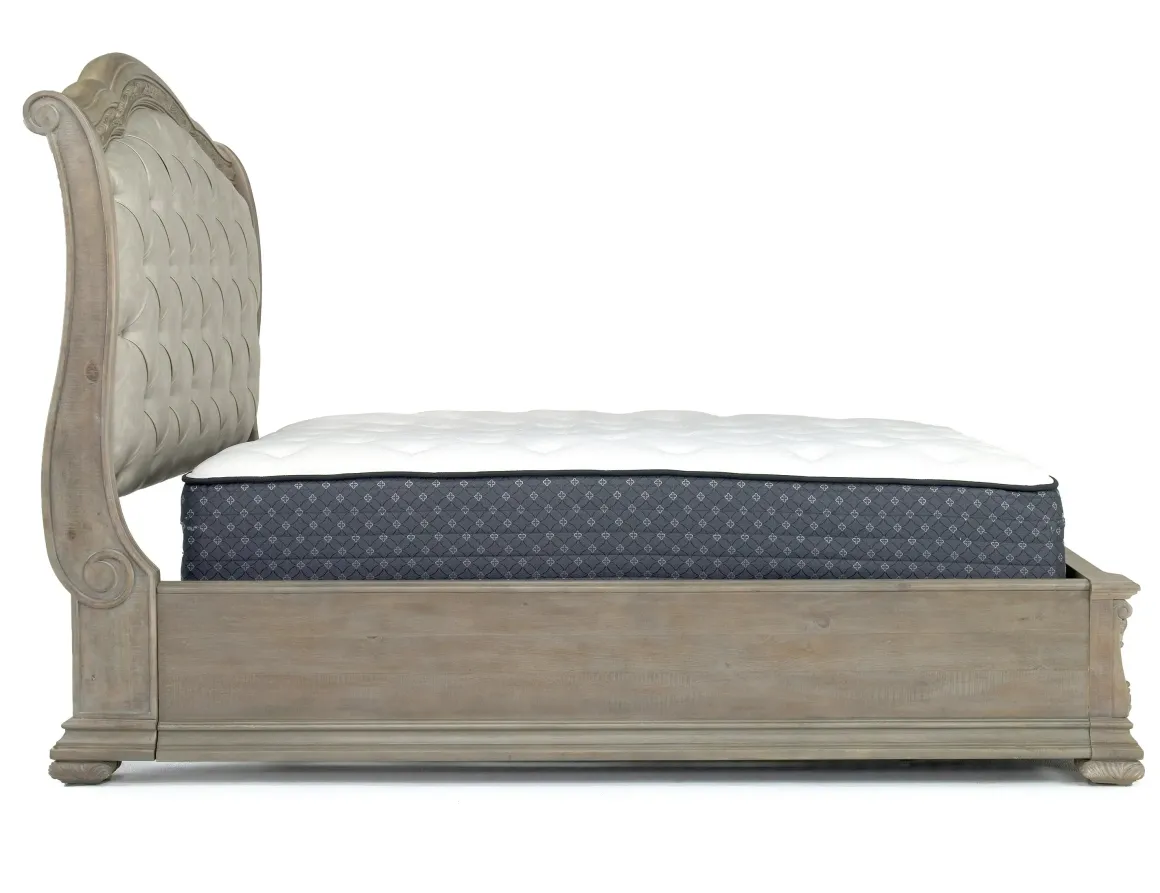 Durango Upholstered Sleigh Bed W/ Storage In Fawn, Queen