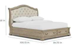 Durango Upholstered Sleigh Bed W/ Storage In Fawn, Queen