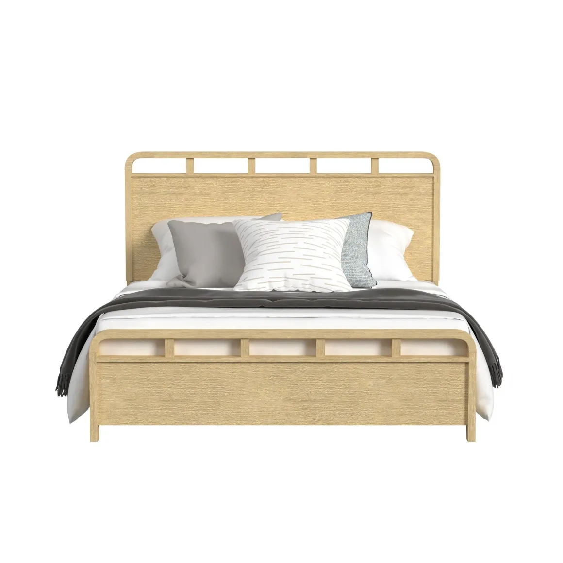 Emberly Panel Bed, Dresser, Mirror & Nightstand In Black, Twin