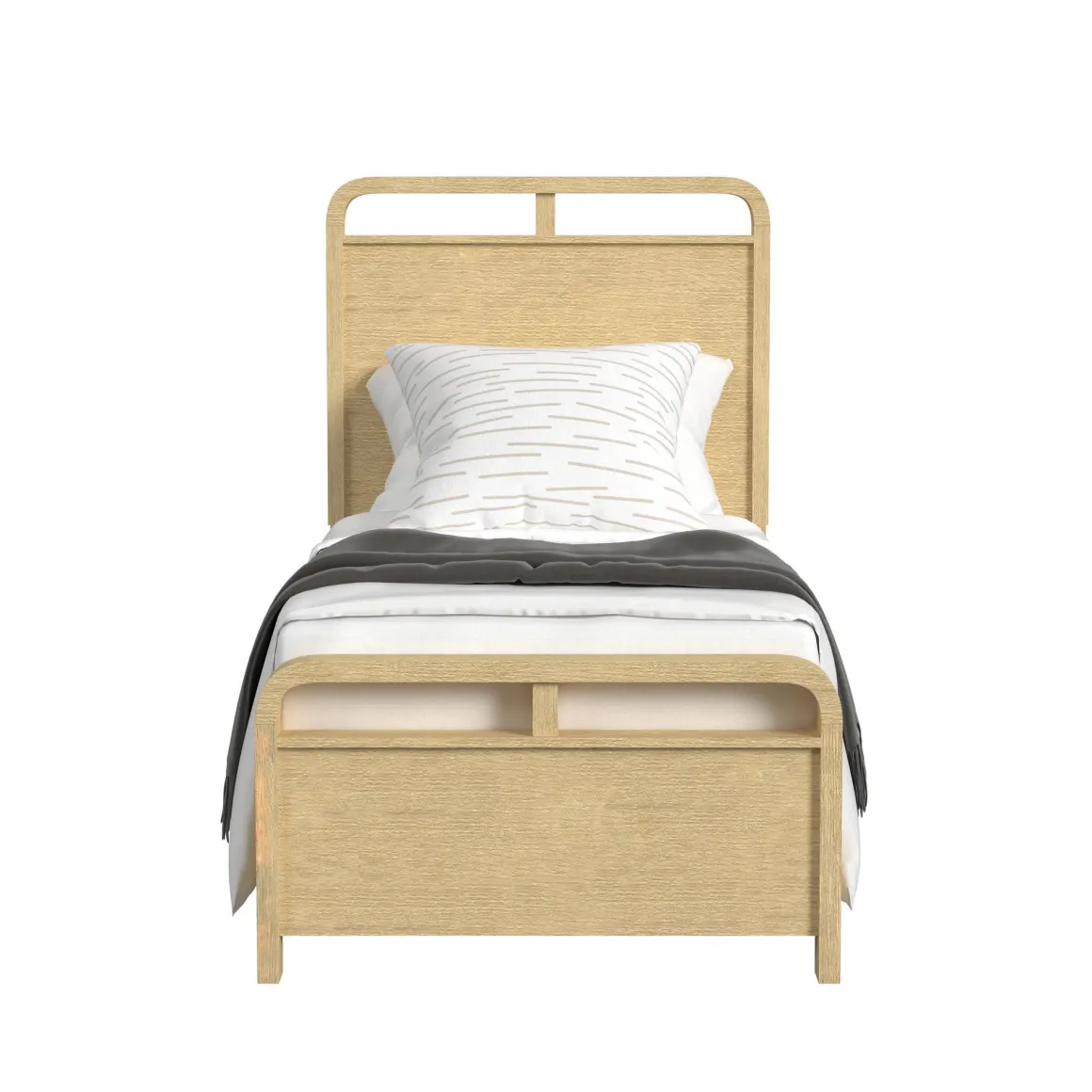 Emberly Panel Bed, Dresser, Mirror & Nightstand In Black, Twin