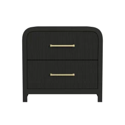 Emberly Panel Bed, Dresser, Mirror & Nightstand In Black, Twin