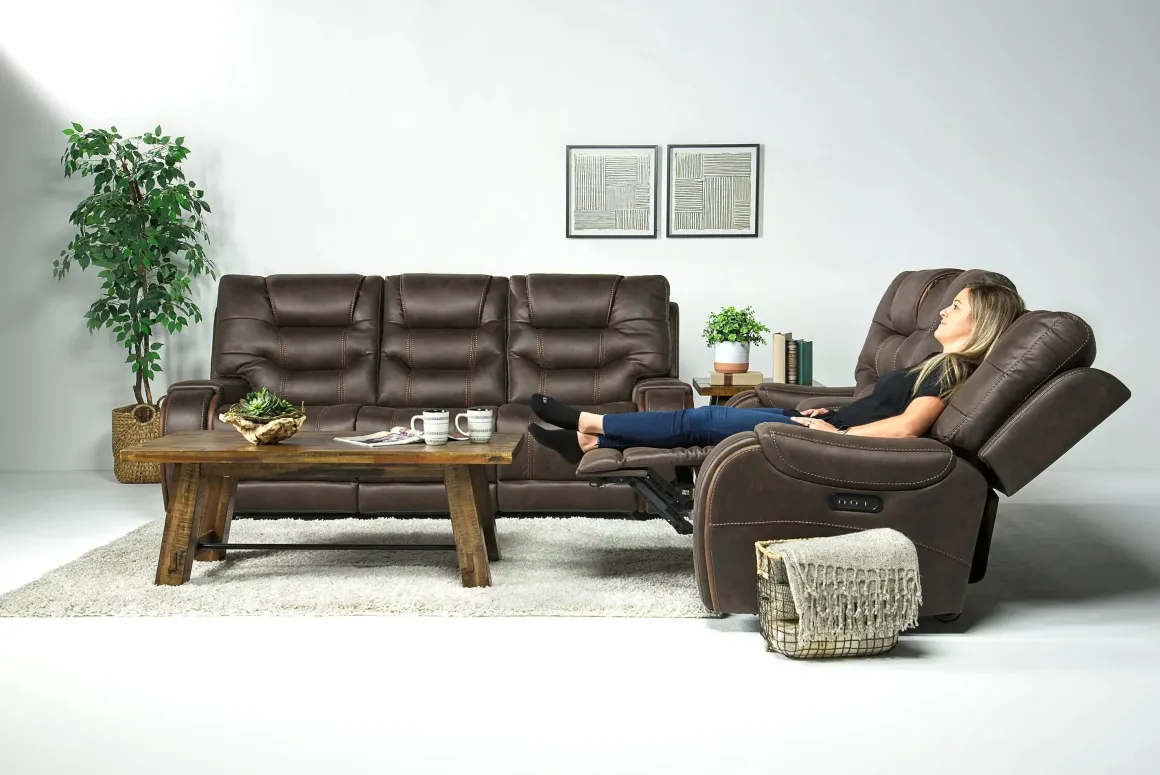 Estilo 2 Power Console Loveseat In Canyon Gray
