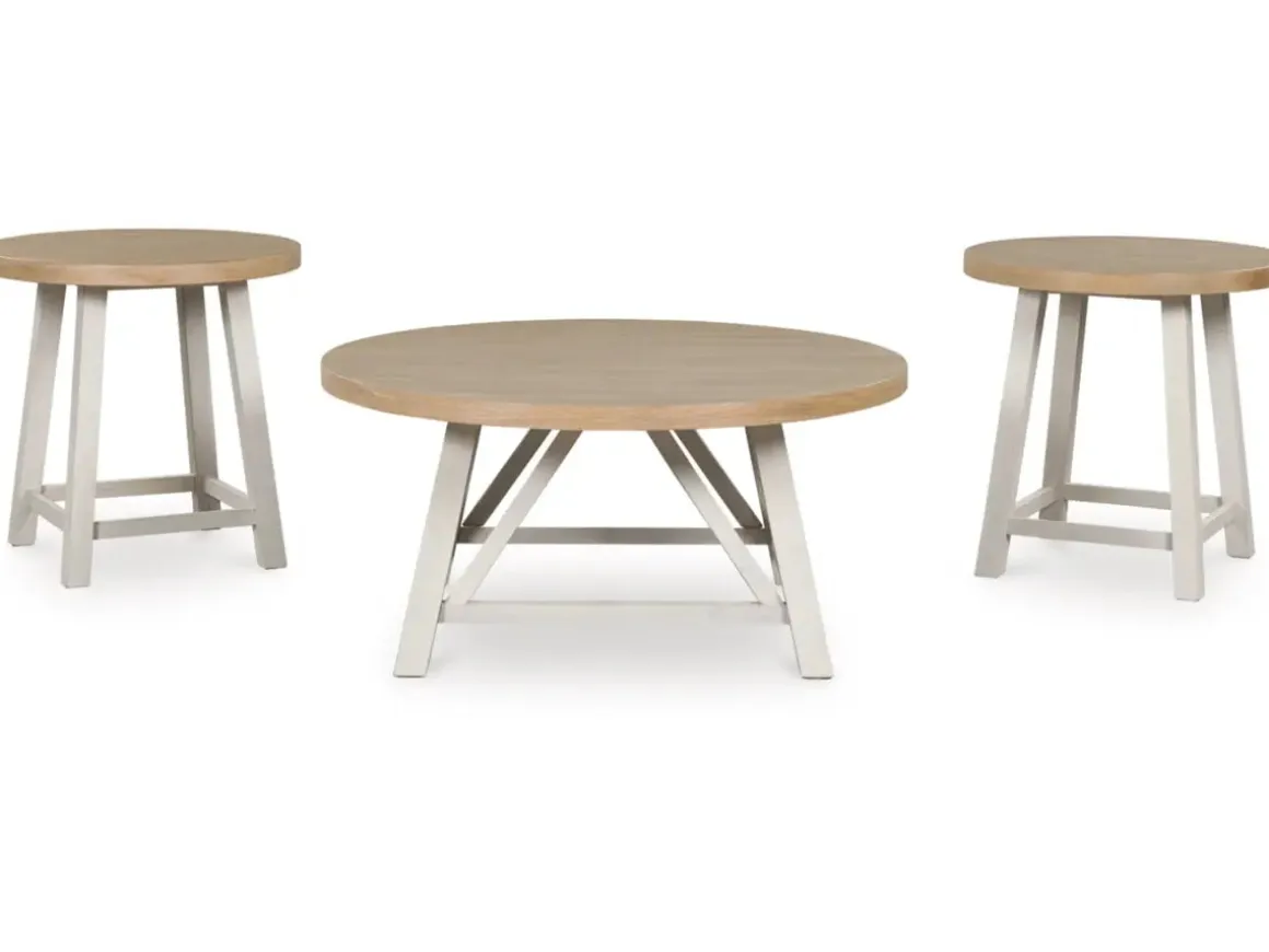 Fawndell Coffee Table & 2 End Tables In Antique White/Brown