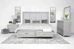 Fiona Storage Bed In Mist Gray, Queen