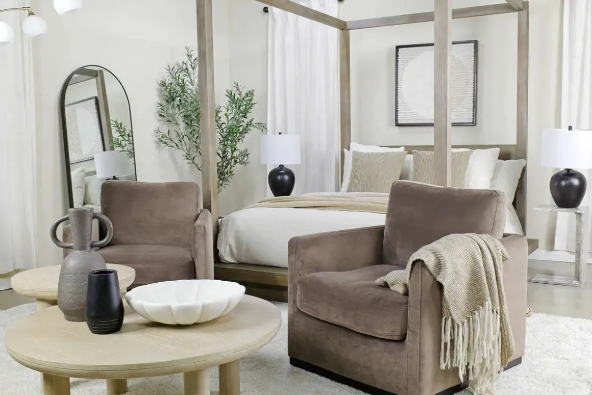 Flax Swivel Chair In Coffee Leather