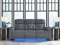 Forest Lake 2 Power Sofa W/ Drop Down Table In Alloy