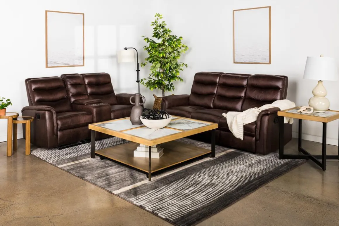 Forte Reclining Sofa In Dark Brown