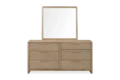 Furano Channel Upholstered Panel Bed, Dresser, Mirror & Nightstand In Ginger, Full