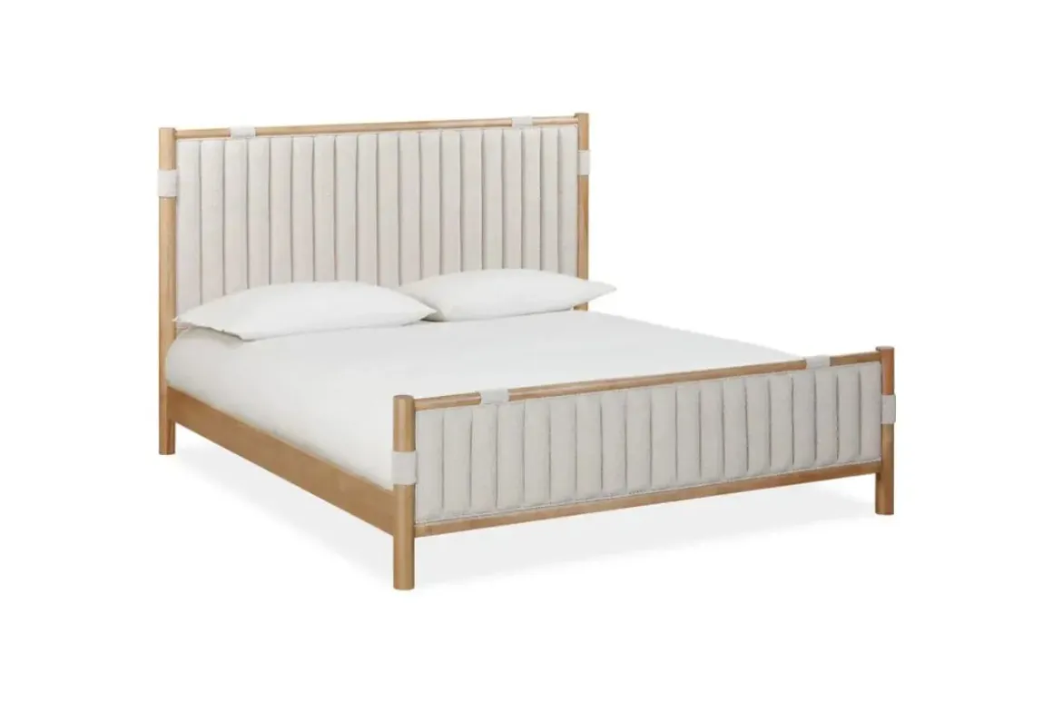 Furano Upholstered Bed, Dresser, Mirror & 1 Drawer Nightstand In Ginger, Full