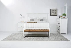 Grace Panel Bed, Dresser, Mirror & Nightstand In Snowfall, Full