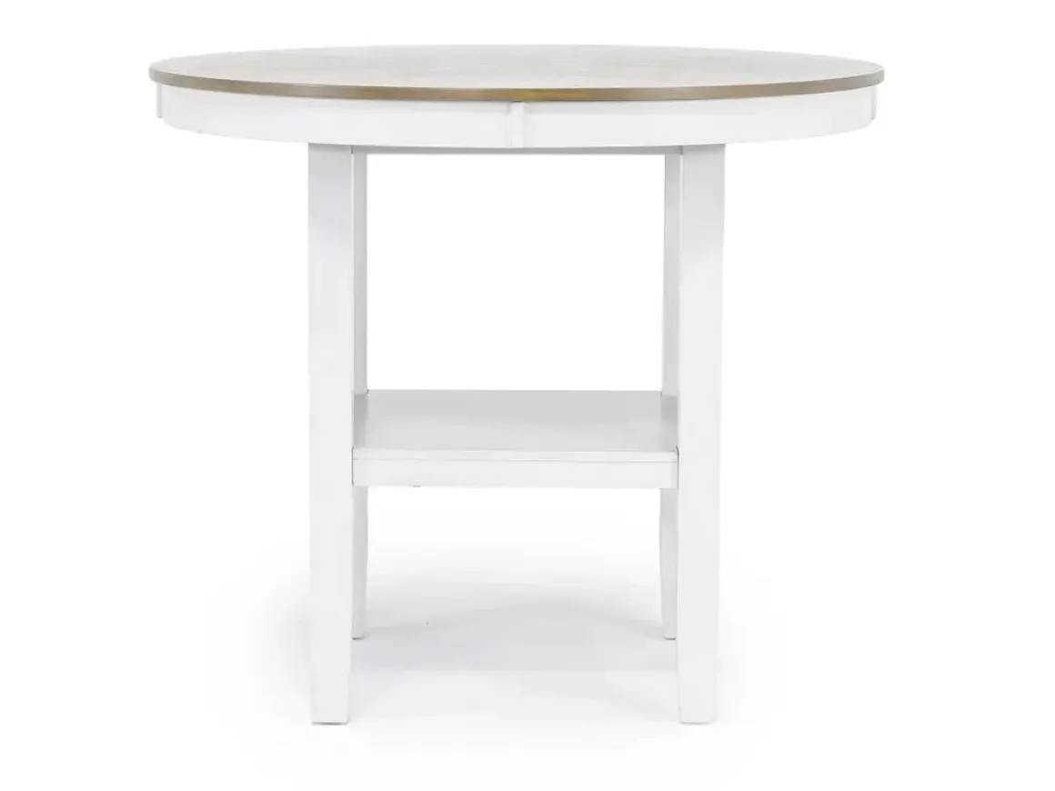 Harlin Round Counter Height Dining Table & 4 Stools In White/Brown