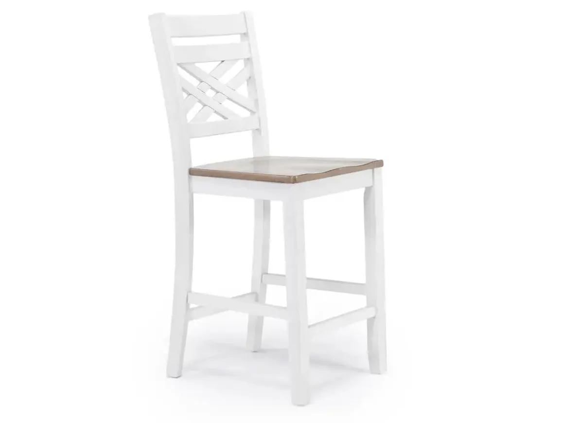 Harlin Round Counter Height Dining Table & 4 Stools In White/Brown