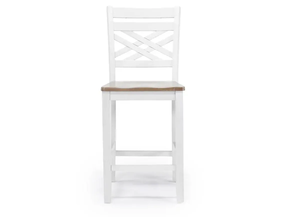 Harlin Round Counter Height Dining Table & 4 Stools In White/Brown