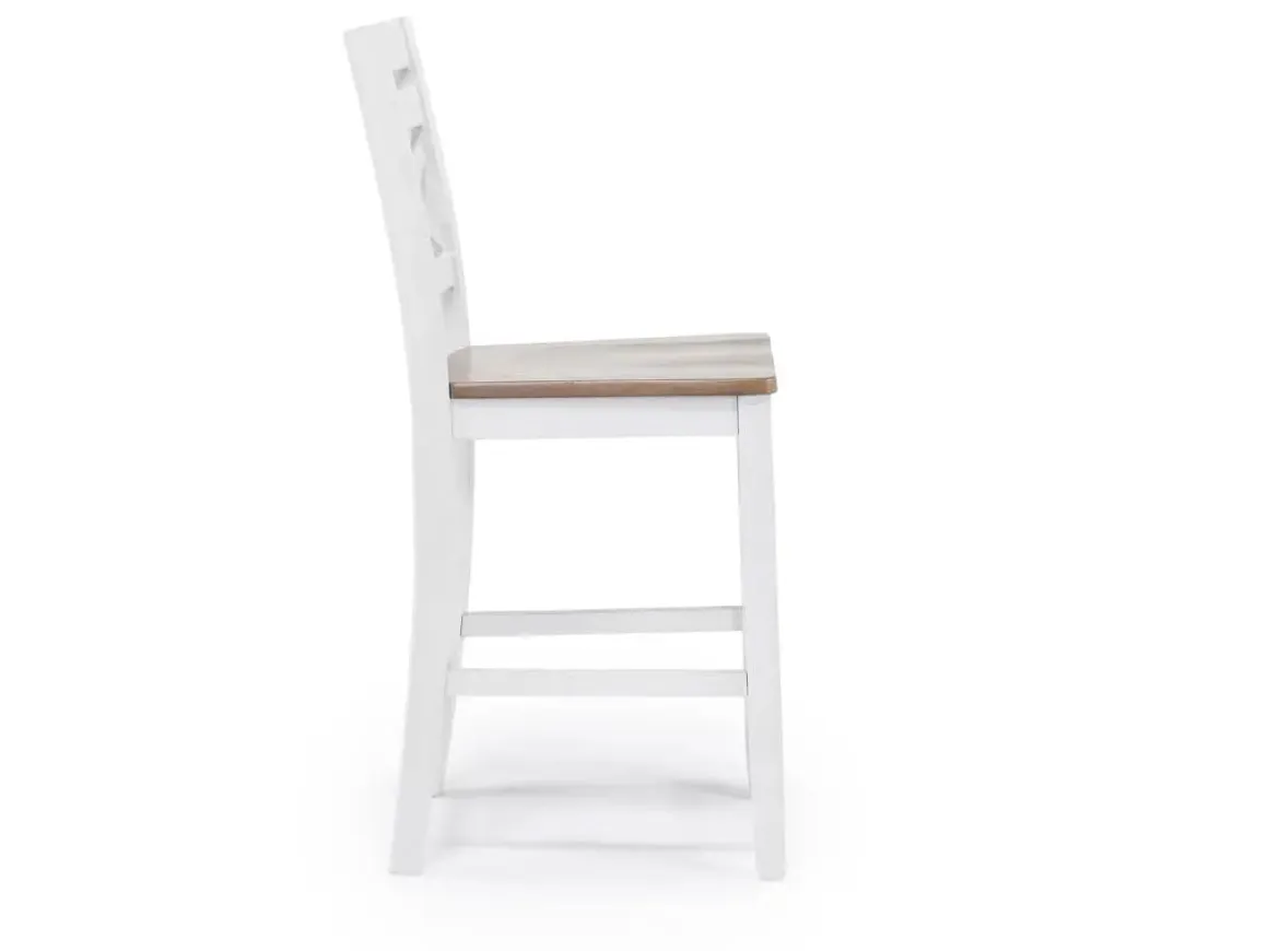 Harlin Round Counter Height Dining Table & 4 Stools In White/Brown
