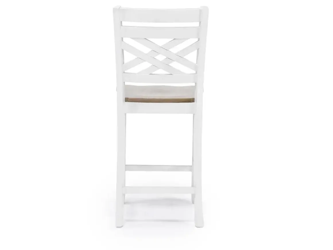 Harlin Round Counter Height Dining Table & 4 Stools In White/Brown