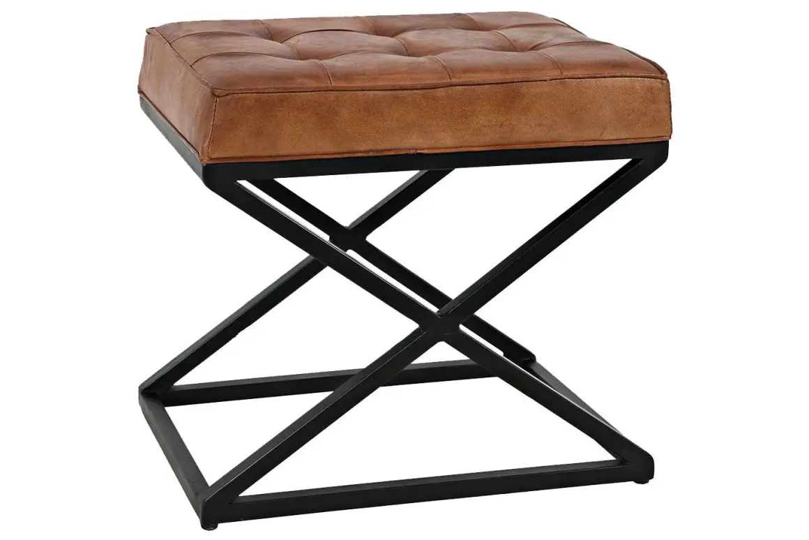 Hogan Accent Ottoman In Sienna Leather