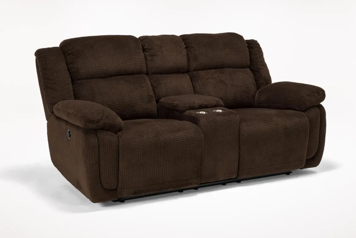 Jayne Power Console Loveseat In Brown
