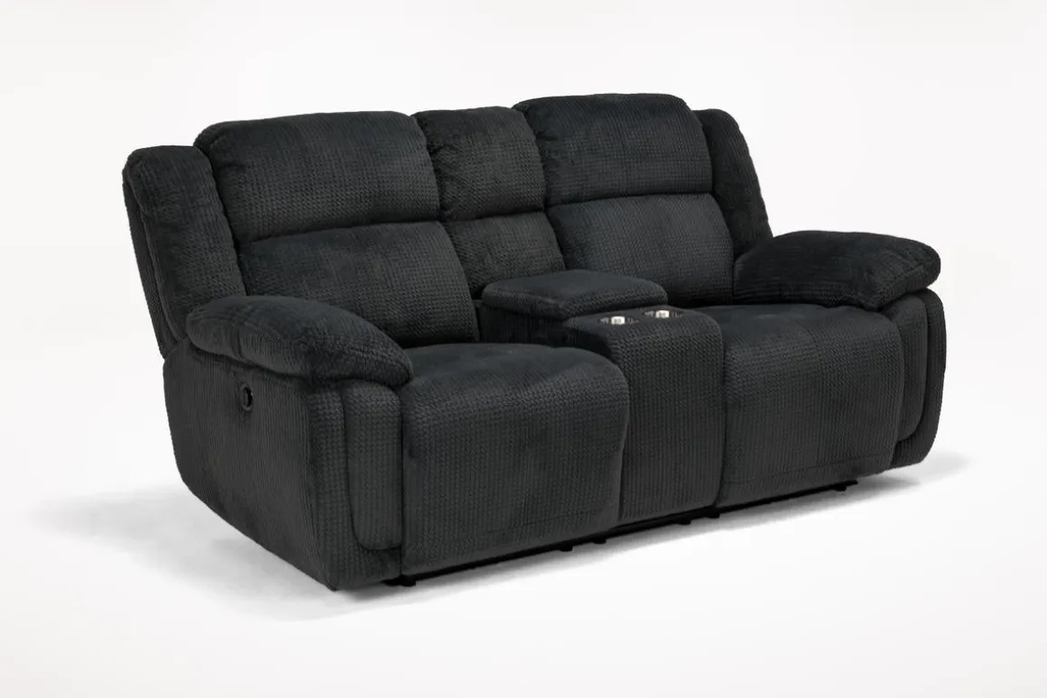 Jayne Power Console Loveseat In Brown