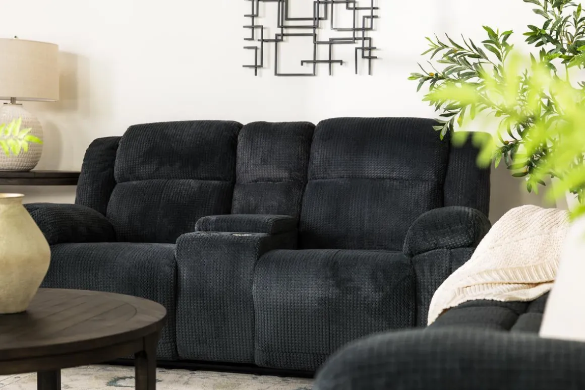 Jayne Power Console Loveseat In Brown