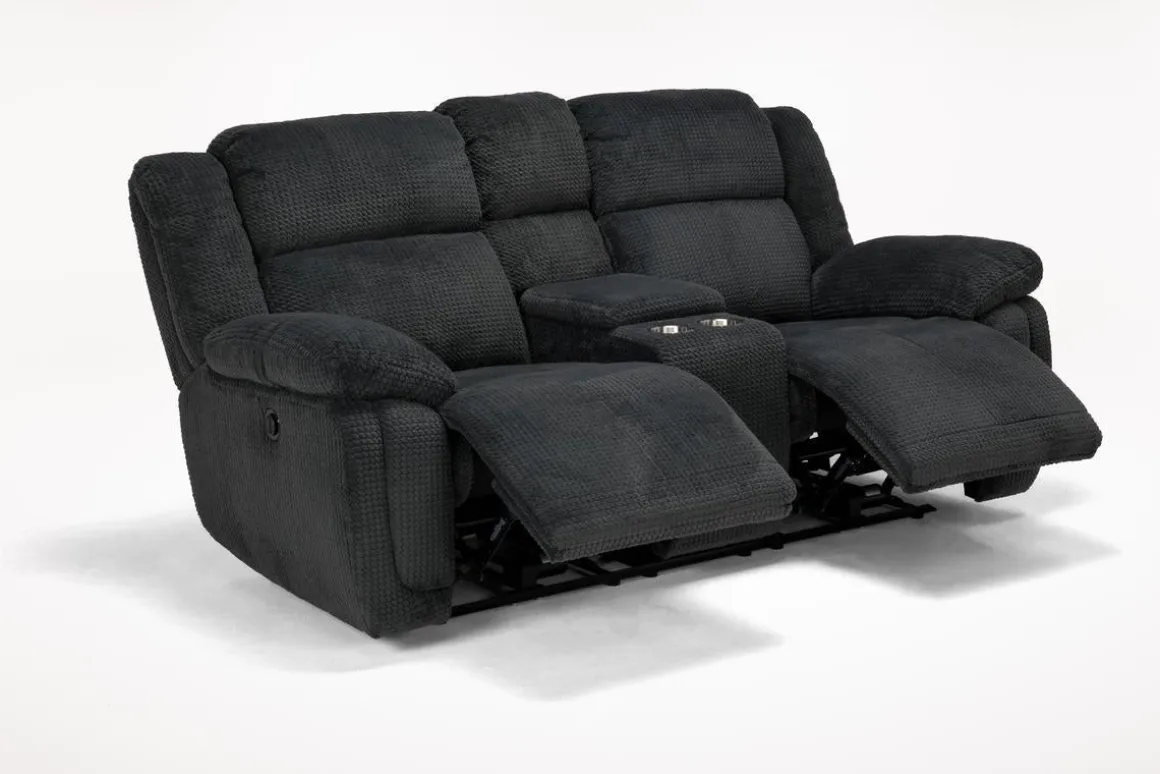 Jayne Power Console Loveseat In Brown