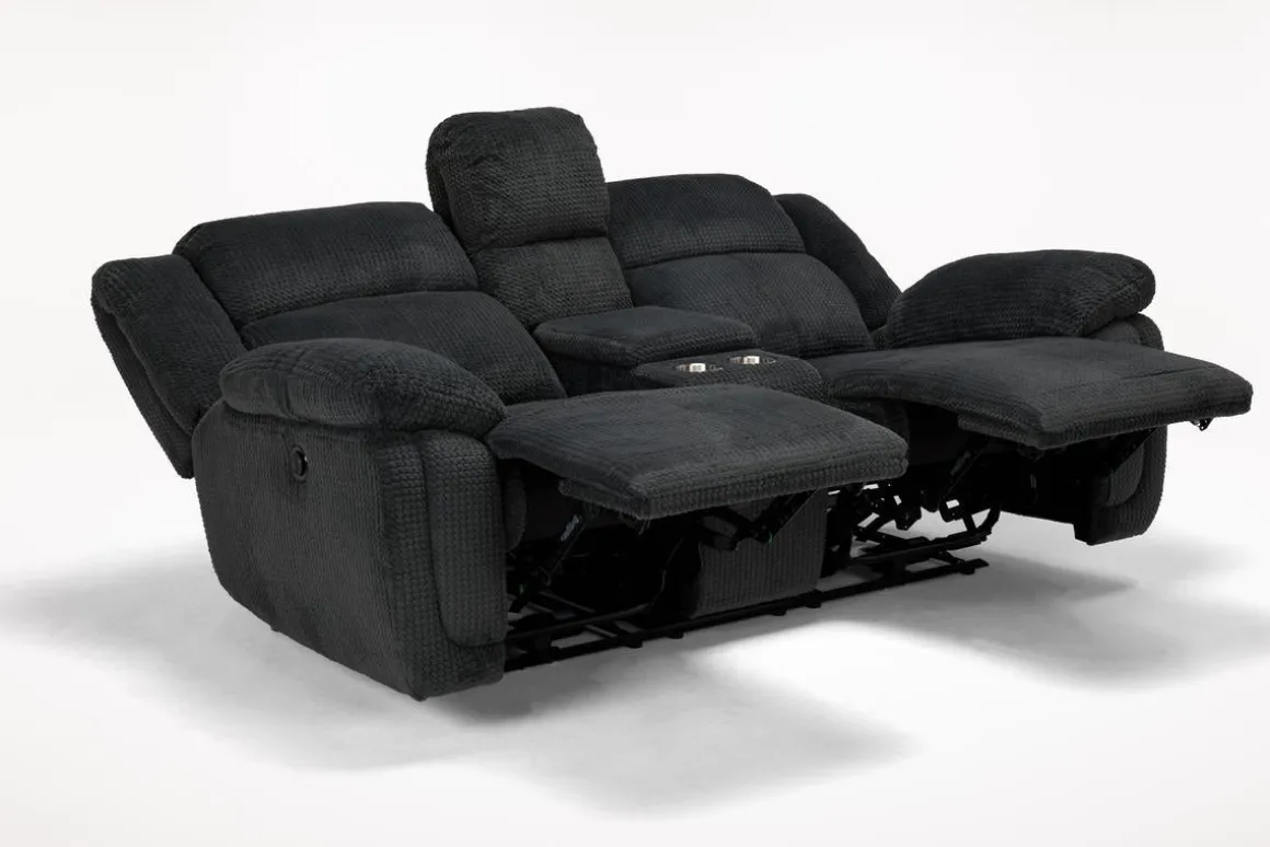 Jayne Power Console Loveseat In Brown