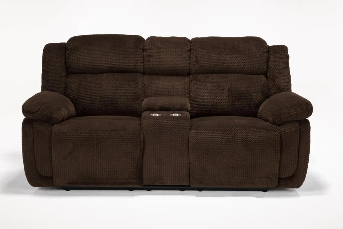 Jayne Power Console Loveseat In Brown