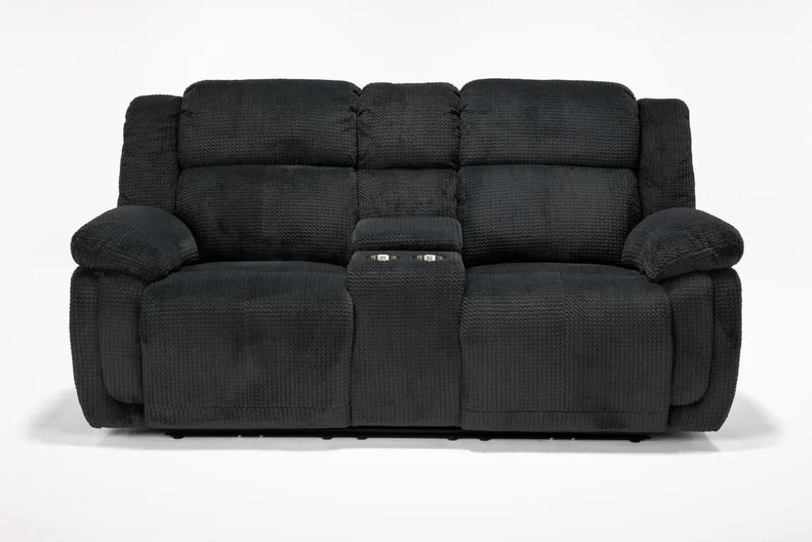 Jayne Power Console Loveseat In Brown