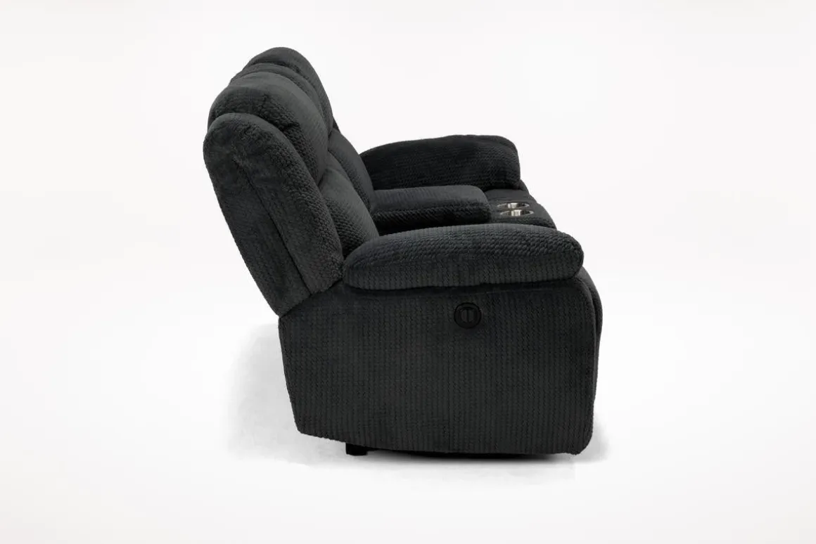 Jayne Power Console Loveseat In Brown