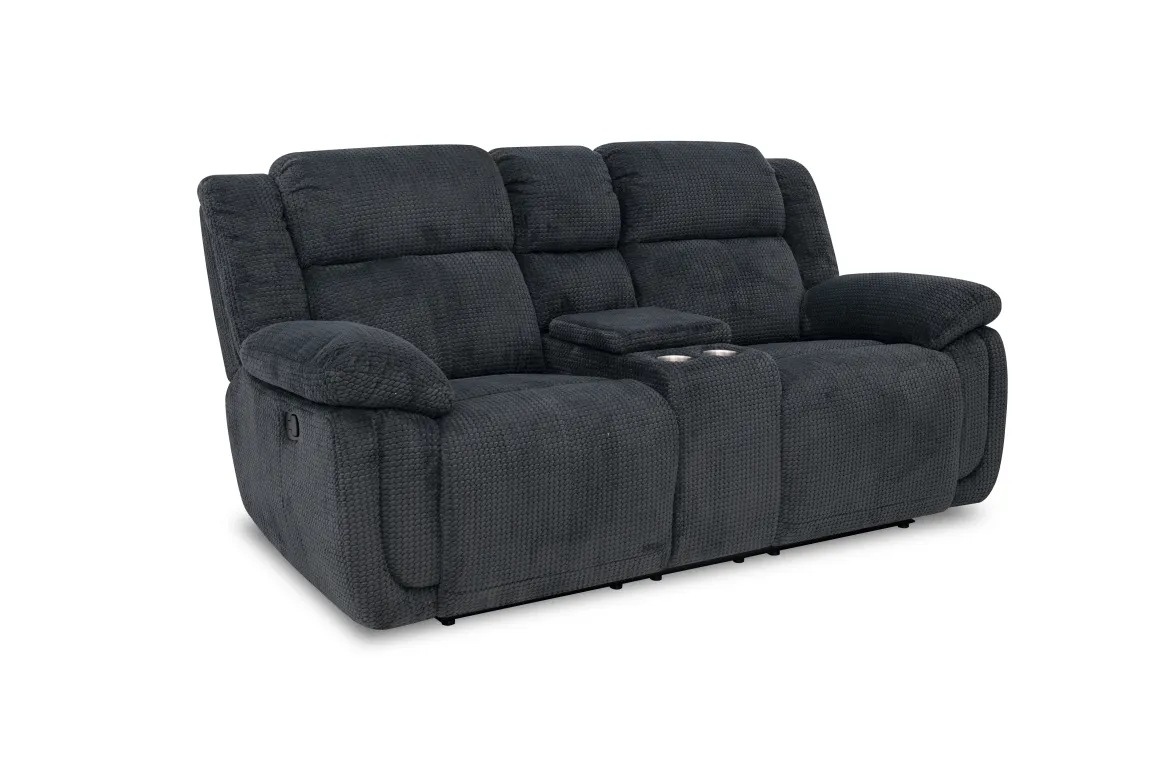 Jayne Reclining Console Loveseat In Charcoal