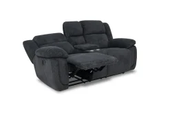 Jayne Reclining Sofa W/ Drop Down Table & Console Loveseat In Charcoal