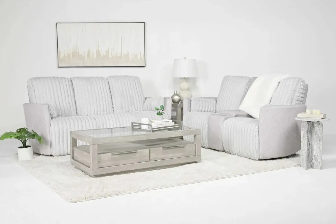 Jessica Reclining Console Loveseat In Presley Fog/Charlotte Mist