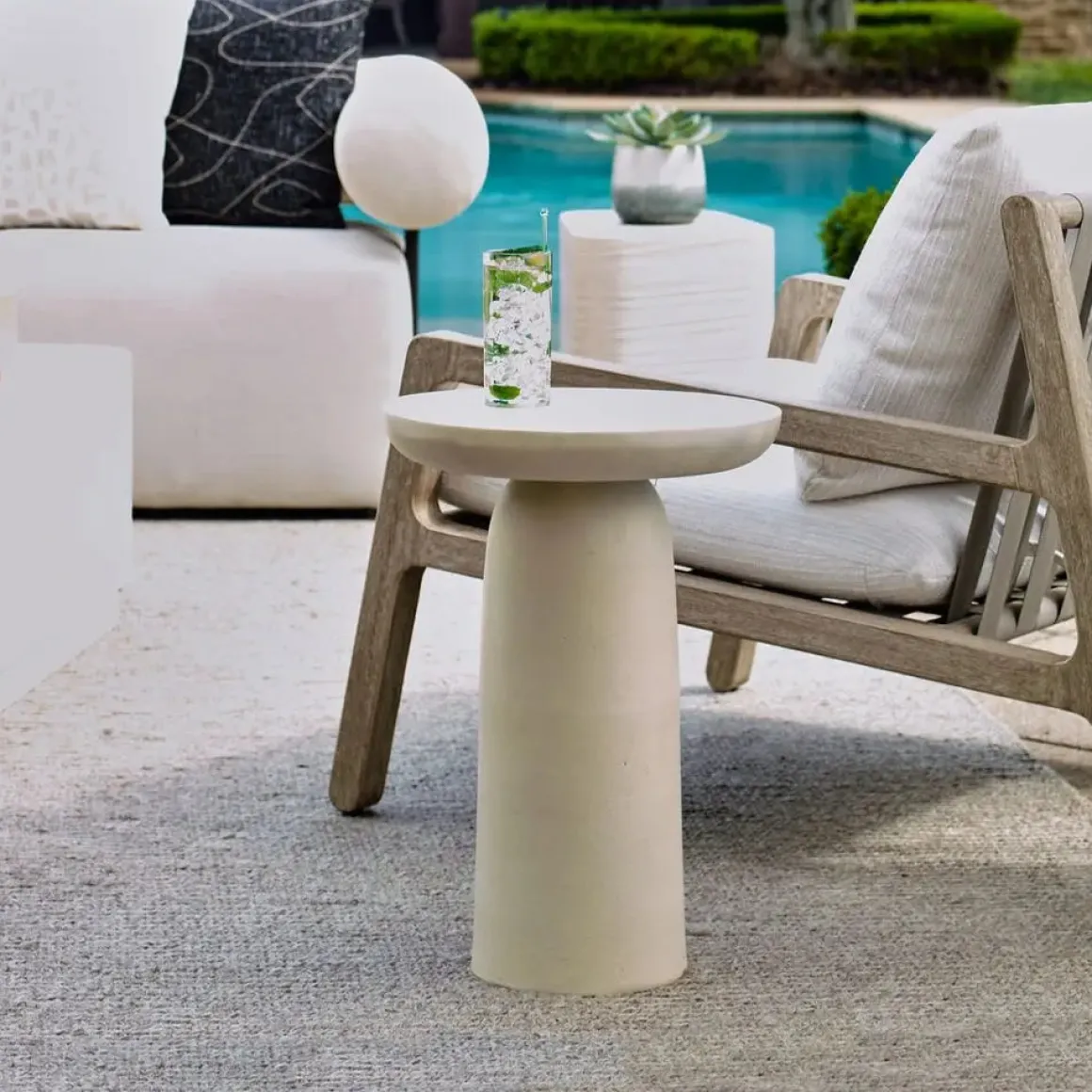 Joppa Outdoor Round Accent Table In Bronze