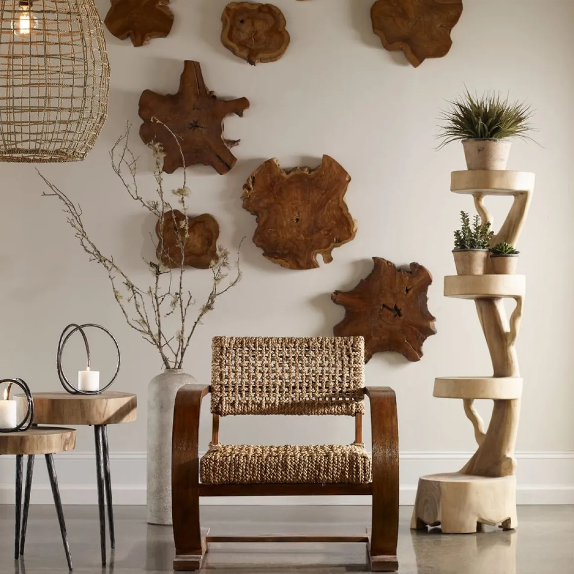 Kalani Wood Wall Art In Bleached Brown, Set Of 3