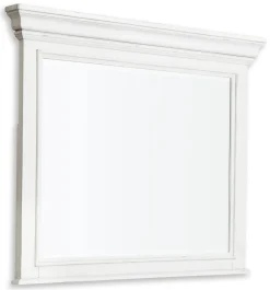 Kanwyn Panel Bed, Dresser, Mirror & Nightstand In White Wash, Queen