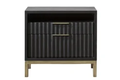 Kentfield 2 Drawer Nightstand In Black Drifted Oak