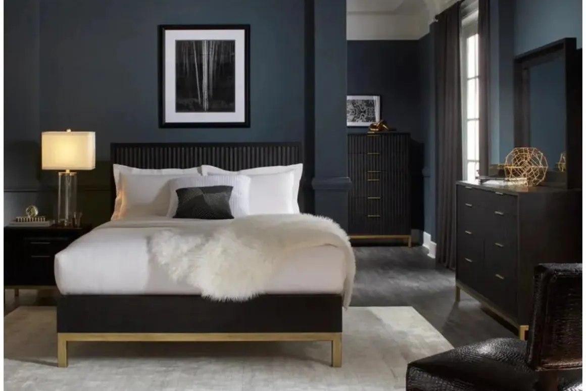 Kentfield Platform Bed In Black Drifted Oak, Full