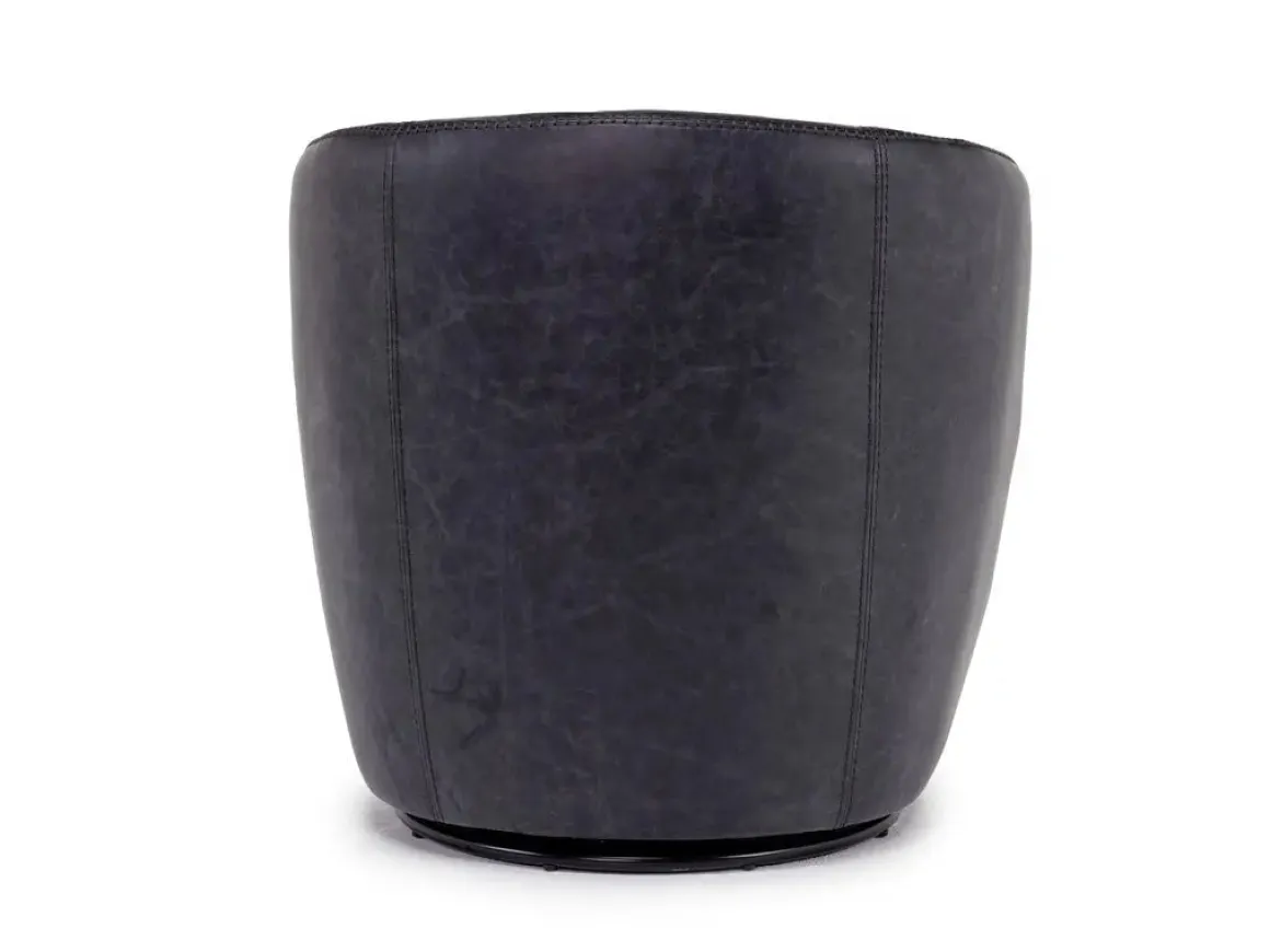 Kierreys Swivel Chair In Charcoal Leather