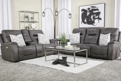 Kingston 3 Power Console Loveseat In Ocean Blue