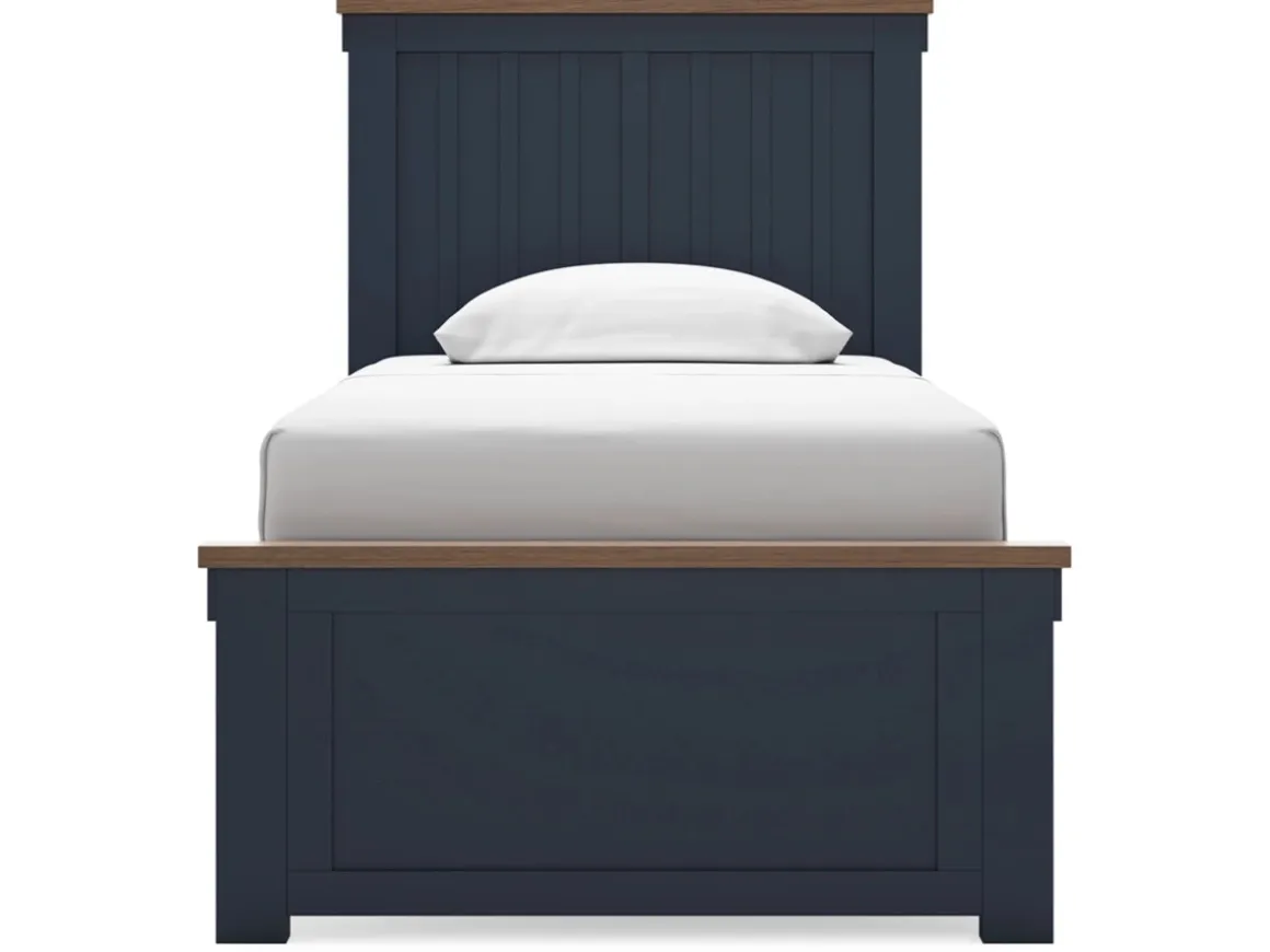 Landocken Panel Bed In Brown/Blue, Twin