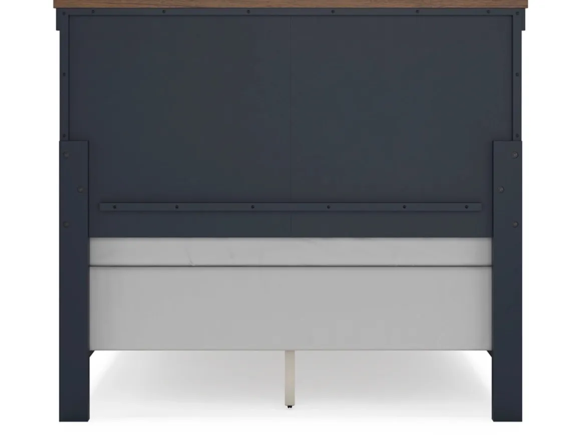 Landocken Panel Bed In Brown/Blue, Twin