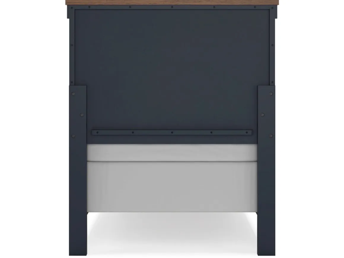 Landocken Panel Bed In Brown/Blue, Twin