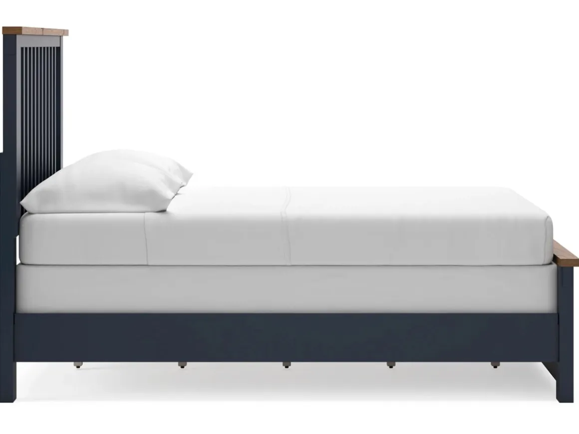 Landocken Panel Bed In Brown/Blue, Twin