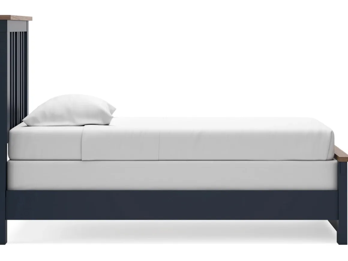 Landocken Panel Bed In Brown/Blue, Twin